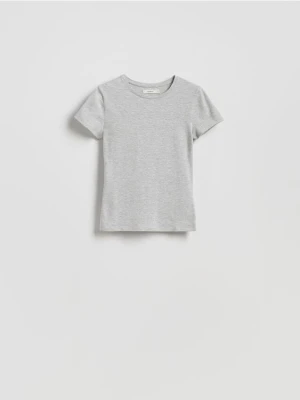 Reserved - Bawełniany t-shirt slim fit - jasnoszary