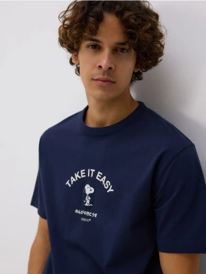 Reserved - Bawełniany t-shirt Snoopy - granatowy