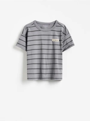 Reserved - Bawełniany t-shirt w paski - ciemnoszary