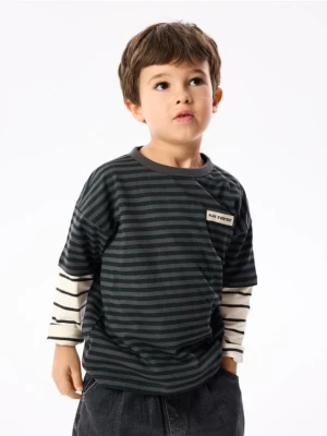 Reserved - Bawełniany t-shirt w paski - czarny