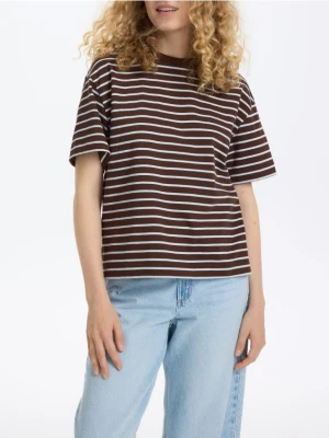 Reserved - Bawełniany t-shirt w paski - jasnoniebieski