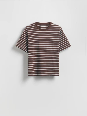 Reserved - Bawełniany t-shirt w paski - jasnoniebieski