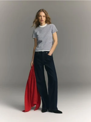 Reserved - Bawełniany t-shirt w paski - niebieski