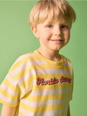 Reserved - Bawełniany t-shirt w paski - żółty