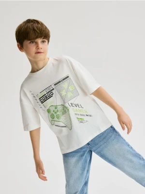 Reserved - Bawełniany t-shirt Xbox - złamana biel