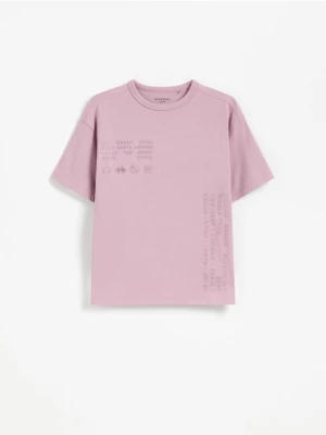 Reserved - Bawełniany t-shirt z aplikacją - jasnofioletowy