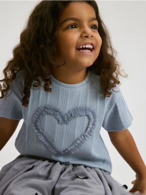 Reserved - Bawełniany t-shirt z aplikacją - jasnoniebieski