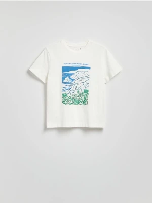 Zdjęcie produktu Reserved - Bawełniany T-shirt z haftem - biały
