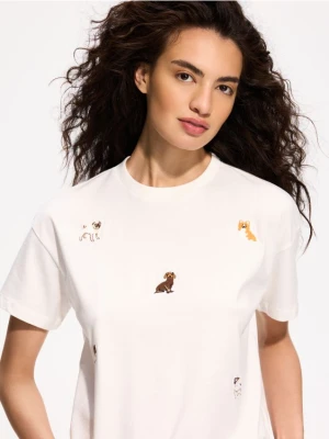 Zdjęcie produktu Reserved - Bawełniany T-shirt z haftem - biały
