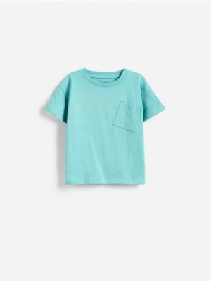 Reserved - Bawełniany t-shirt z kieszenią - niebieski