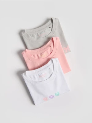 Reserved - Bawełniany t-shirt z nadrukiem 3 pack - wielobarwny