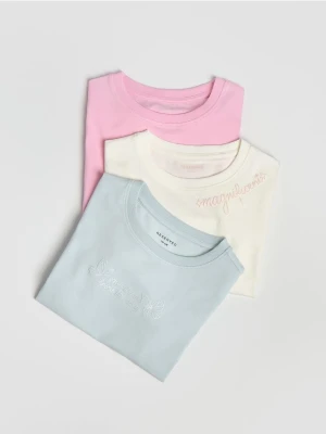 Reserved - Bawełniany t-shirt z nadrukiem 3 pack - wielobarwny