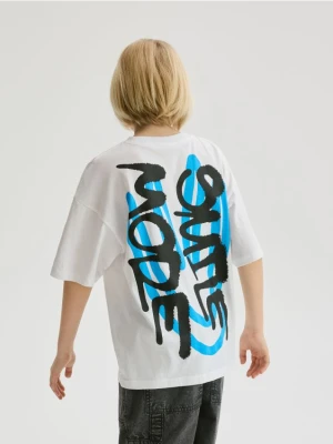 Reserved - Bawełniany t-shirt z nadrukiem - biały