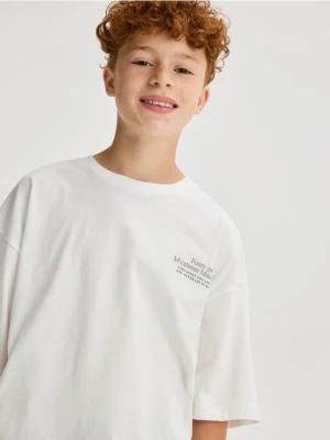 Reserved - Bawełniany t-shirt z nadrukiem - biały