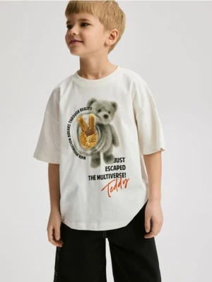 Reserved - Bawełniany t-shirt z nadrukiem - biały