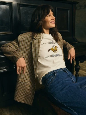 Reserved - Bawełniany t-shirt z nadrukiem - biały