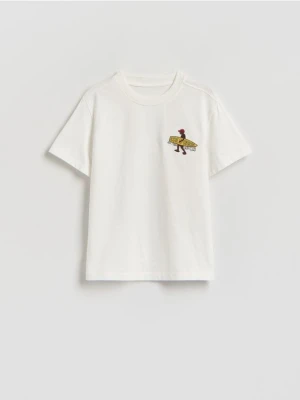 Reserved - Bawełniany t-shirt z nadrukiem - biały