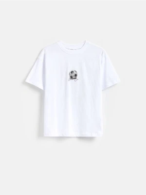 Reserved - Bawełniany t-shirt z nadrukiem - biały