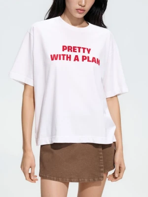 Reserved - Bawełniany t-shirt z nadrukiem - biały