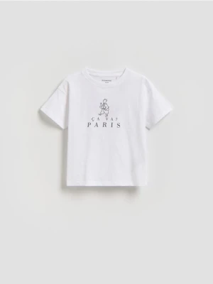 Reserved - Bawełniany t-shirt z nadrukiem - biały