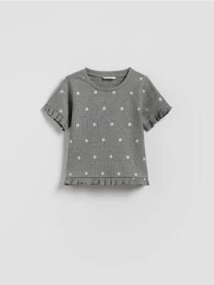 Reserved - Bawełniany t-shirt z nadrukiem - ciemnoszary