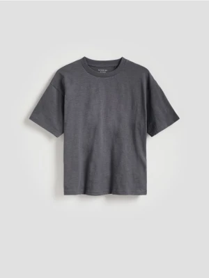 Reserved - Bawełniany t-shirt z nadrukiem - ciemnoszary