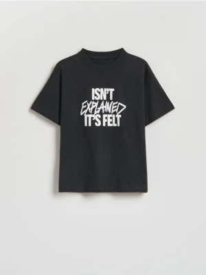 Reserved - Bawełniany t-shirt z nadrukiem - czarny