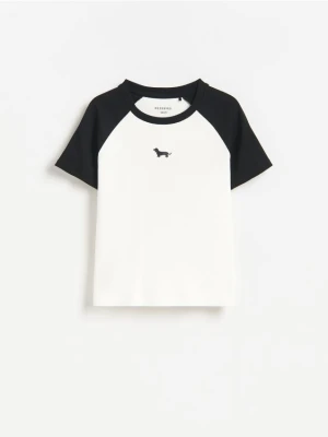 Reserved - Bawełniany t-shirt z nadrukiem - czarny