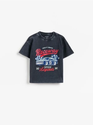 Reserved - Bawełniany t-shirt z nadrukiem - czarny