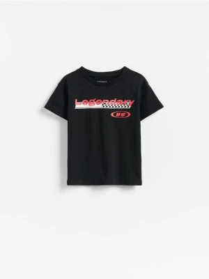 Reserved - Bawełniany t-shirt z nadrukiem - czarny