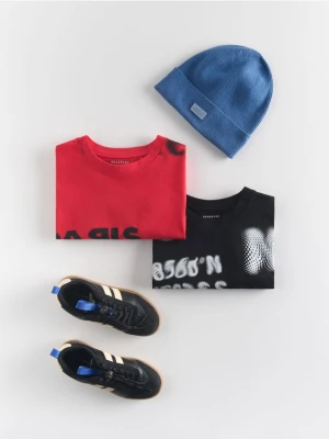 Reserved - Bawełniany t-shirt z nadrukiem - czerwony