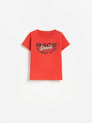 Reserved - Bawełniany t-shirt z nadrukiem - czerwony