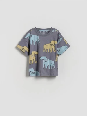 Reserved - Bawełniany t-shirt z nadrukiem - fioletowy