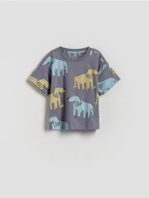 Reserved - Bawełniany t-shirt z nadrukiem - fioletowy