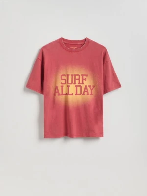 Reserved - Bawełniany t-shirt z nadrukiem - fioletowy