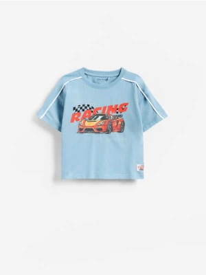 Reserved - Bawełniany t-shirt z nadrukiem - jasnoniebieski