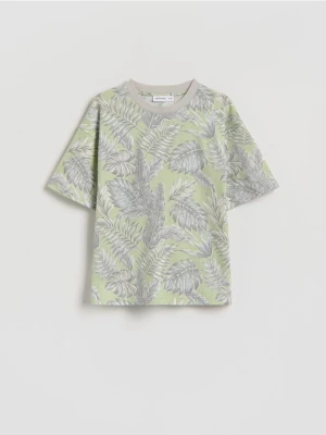 Zdjęcie produktu Reserved - Bawełniany t-shirt z nadrukiem - jasnozielony