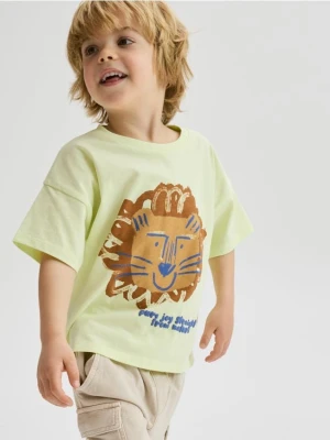 Reserved - Bawełniany t-shirt z nadrukiem - zielony