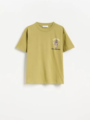 Reserved - Bawełniany t-shirt z nadrukiem - zielony