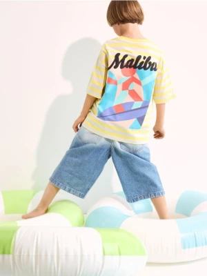 Reserved - Bawełniany t-shirt z nadrukiem - żółty