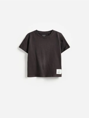 Reserved - Bawełniany t-shirt z naszywką - ciemnoszary