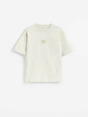 Reserved - Bawełniany t-shirt z naszywką - jasnozielony