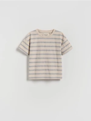 Reserved - Bawełniany t-shirt z naszywką - kremowy