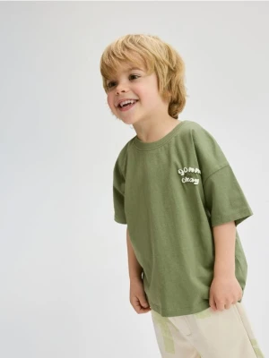 Reserved - Bawełniany t-shirt - zielony