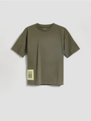 Reserved - Bawełniany t-shirt - zielony