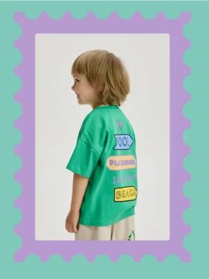 Reserved - Bawełniany t-shirt - zielony