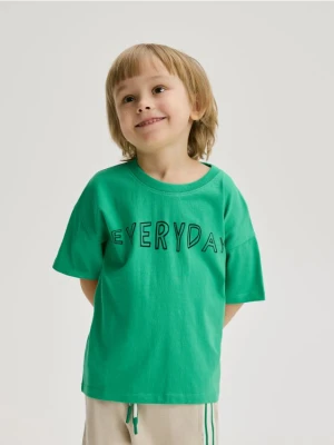 Reserved - Bawełniany t-shirt - zielony
