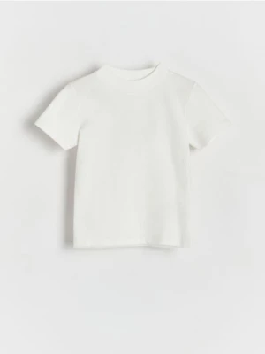 Reserved - Bawełniany t-shirt - złamana biel