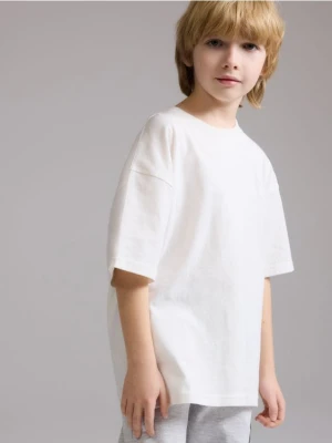 Reserved - Bawełniany t-shirt - złamana biel