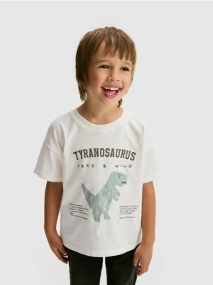 Reserved - Bawełniany t-shirt - złamana biel